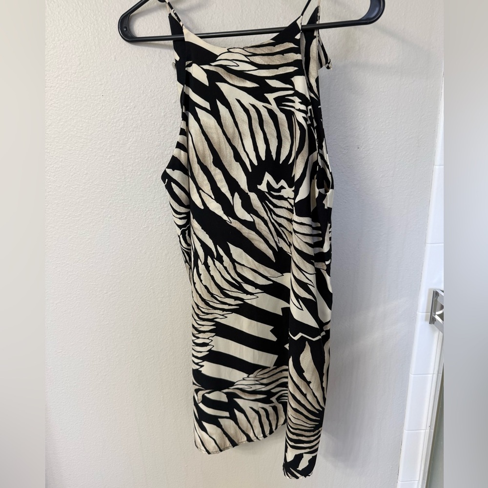fab'rik Black & Cream Zebra-Print Midi Dress
